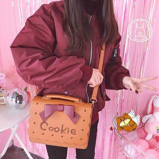 Letter Bow Faux Leather Shoulder Bag