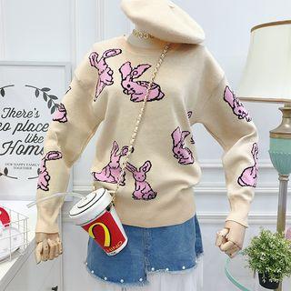 Rabbit-print Knit Sweater