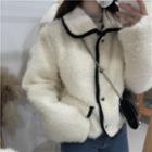 Collared Fluffy Button Jacket