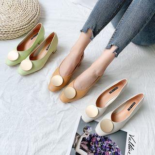Block-heel Disc-accent Pumps
