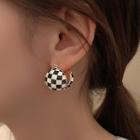Bead Checker Earring 1 Pair - Check - Black & White - One Size