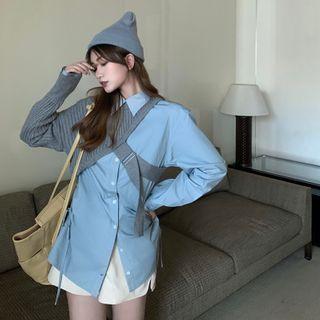 Single-shoulder Knit Sweater / Plain Loose-fit Blouse