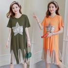 Short-sleeve Sequined Star T-shirt Dress