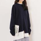 Inset Round-neck Long-sleeve Knit Top