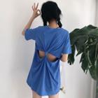 Open Back Short Sleeve T-shirt Dress