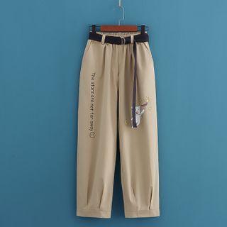Cartoon Print Straight-leg Cargo Pants