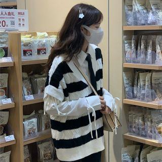 Striped Sweater Vest / Shirt / Tie / Set