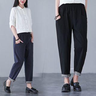 Plaid Lining Harem Pants