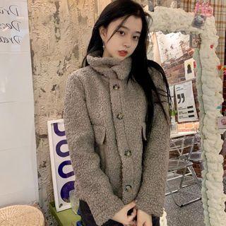 Faux Shearling Jacket Coffee - One Size