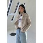 Raglan High-neck Woolen Cardigan