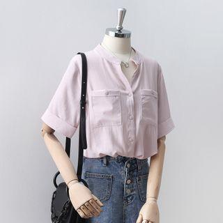 Short-sleeve Double-pocket Blouse