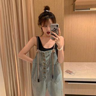 U-neck Crop Tank Top / Denim Playsuit