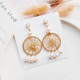 Faux Pearl Alloy Dream Catcher Dangle Earring As Shown In Figure - One Size