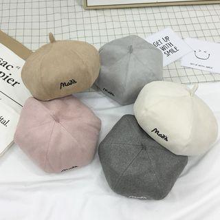 Faux-suede Embroidered Beret