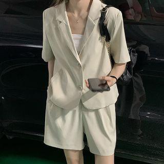 Short-sleeve Plain Blazer / Straight Leg Shorts