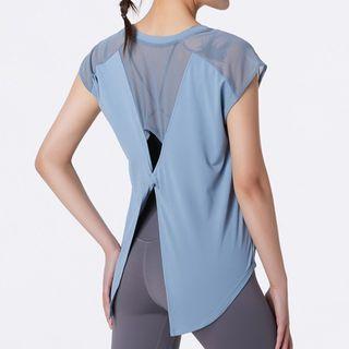 Cap-sleeve Sheer Panel Sports Top