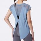 Cap-sleeve Sheer Panel Sports Top
