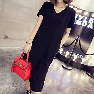 V-neck Side Slit T-shirt Dress