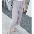 Plain Cropped Wide Leg Chiffon Pants