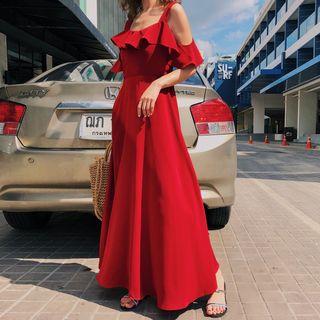Cold Shoulder A-line Maxi Sundress