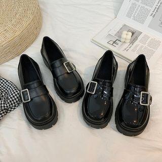 Buckled Platform Block-heel Loafers