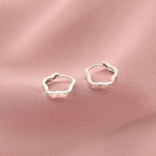 Floral Hoop Earring Hoop Earring - 1 Pair - Silver - One Size