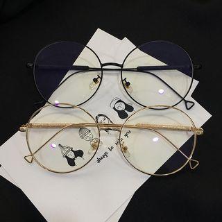 Retro Oversized Round Metal Frame Eyeglasses