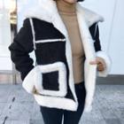Collared Faux-shearling Zip-up Jacket