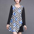 Long-sleeve Butterfly-print Dress