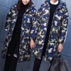 Couple Matching Hooded Padded Long Jacket