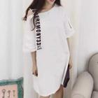 Lettering Elbow-sleeve T-shirt Dress