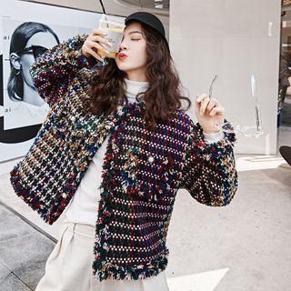 Fray Hem Tweed Jacket