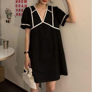 Short Sleeve Pattern A-line Dress