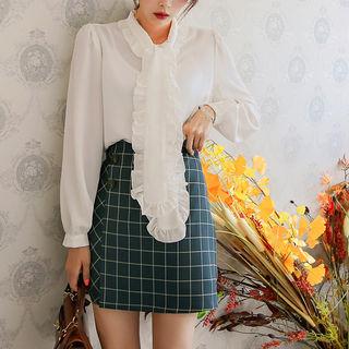 Inset Shorts Graph-check Wrap Miniskirt