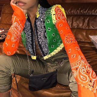 Paisley Print Panel Crop Shirt