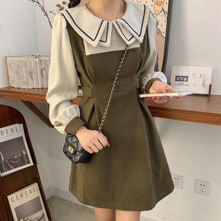 Mock Two-piece Peter Pan Collar A-line Dress