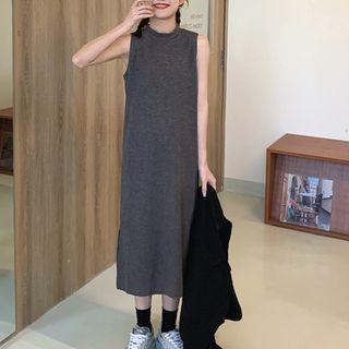 Plain Slit Midi Shift Tank Dress