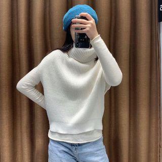 Turtleneck Ribbed Knit Vest