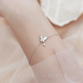 925 Sterling Silver Shell Butterfly Bracelet As Shown In Figure - One Size