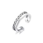 925 Sterling Silver Fashion Simple Twist Cubic Zirconia Adjustable Open Ring Silver - One Size