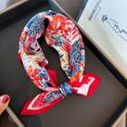 Floral Print Scarf White & Red & Blue - One Size