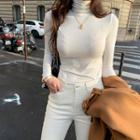 Turtleneck Slim-fit Top Ivory - One Size