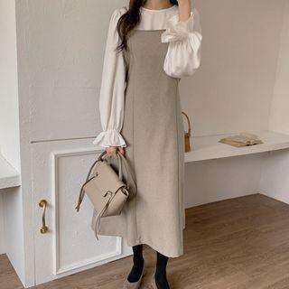 Lantern-sleeve Blouse / Midi Overall Dress