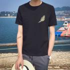 Feather Embroidered Short Sleeve T-shirt