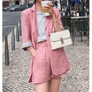 Set: Elbow-sleeve Single Breasted Blazer + Dress Shorts
