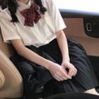 Short-sleeve Plain Shirt / Bow Tie / Set