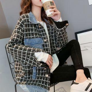 Denim Panel Plaid Jacket