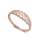 Fashion Plated Rose Gold Bangle With White Austrian Element Crystal