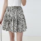 Leopard Print Mini A-line Skirt Leopard - Black & White - One Size
