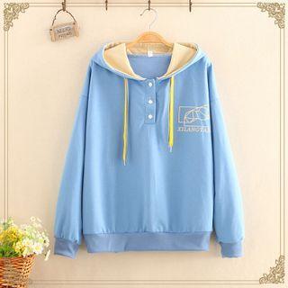 Geometric Print Color-block Hoodie